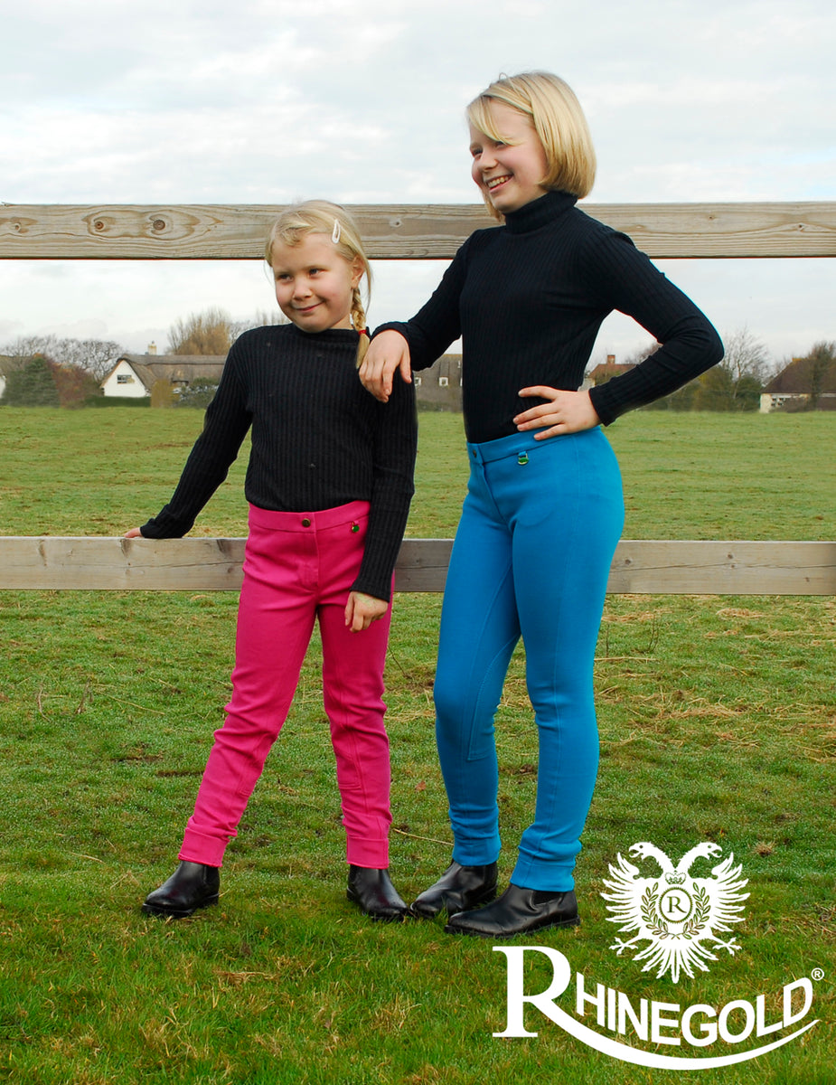 Rhinegold Pantalon d'équitation pour enfant Rose/beige/gris