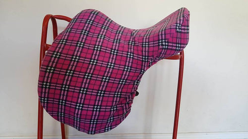 Bespoke Fleece Saddle Cover - Pink Check
