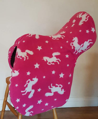 Bespoke Fleece Saddle Cover -  Pink Unicorn